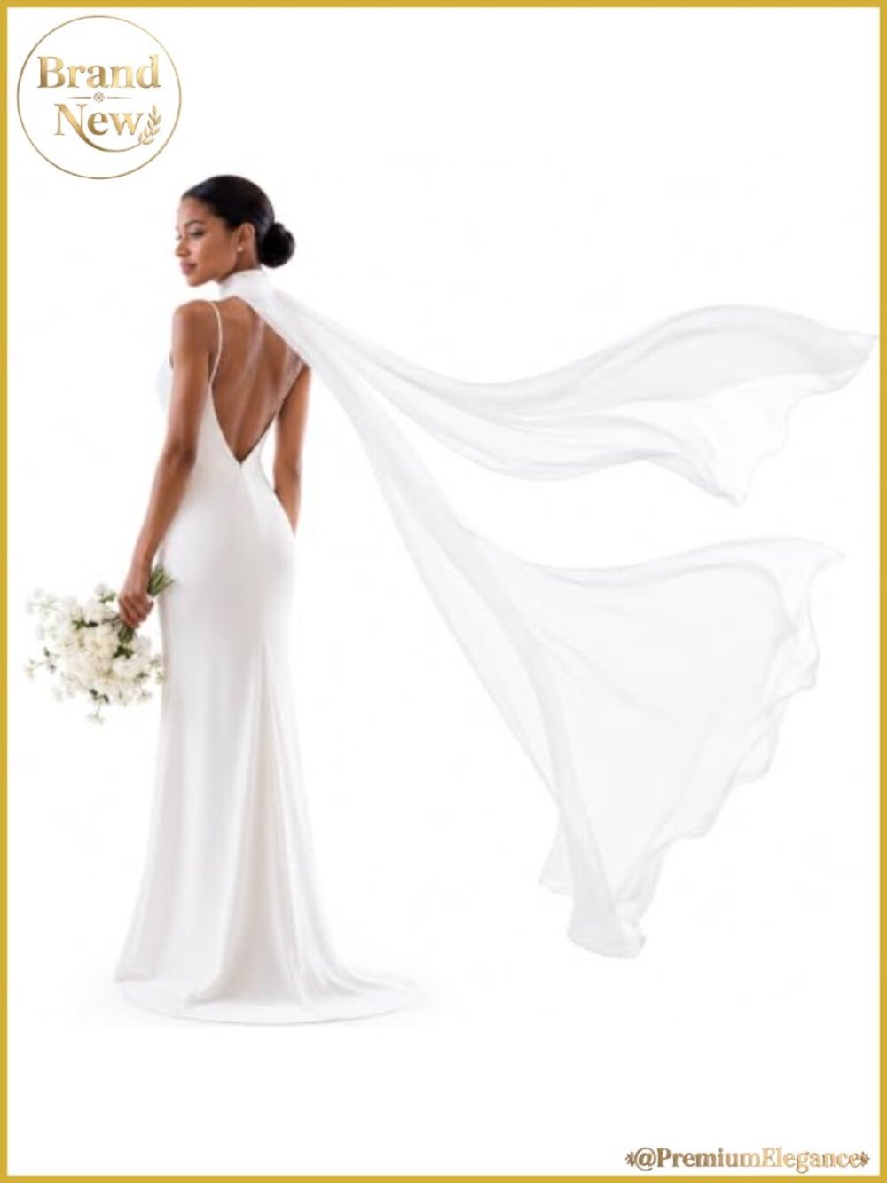 Chiffon Bridal Neck Scarf Long Sheer Tulle Wedding Wrap Minimalist Elegant